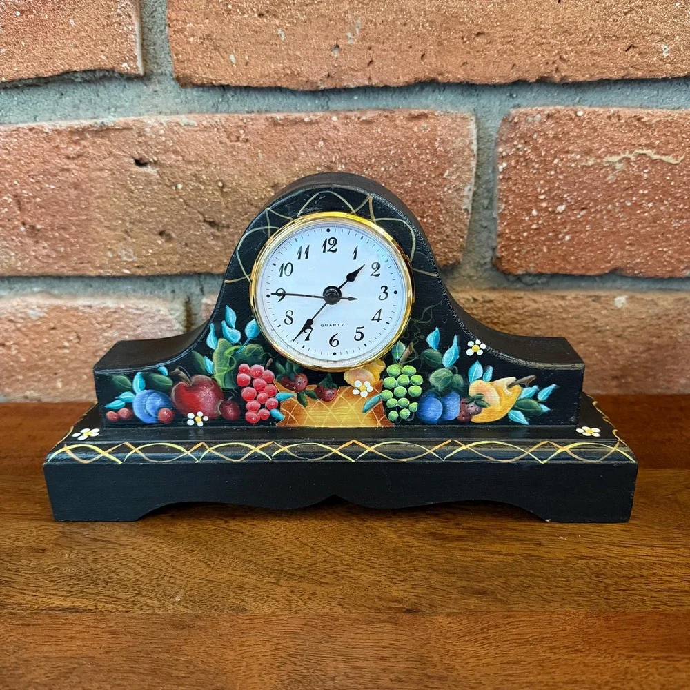 Vintage Mantle Clock Handpainted and handcrafted